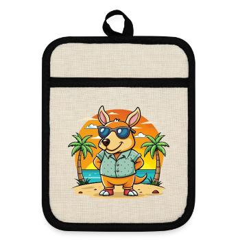 Aardvark Drôle Dessin Animé Été Plage Lunettes de soleil - Maniques avec dos en caoutchouc - lin/noir  - Devant