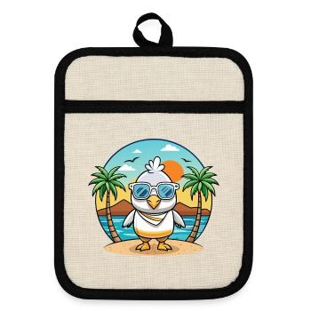 Albatross Funny Cartoon Lunettes de soleil de plage d’été - Maniques avec dos en caoutchouc - lin/noir  - Devant