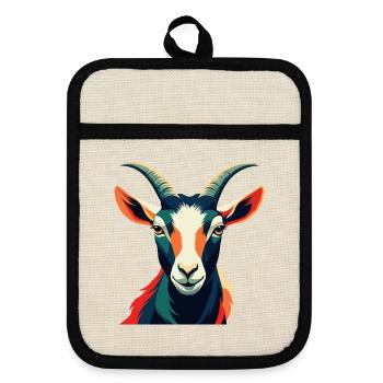 Goat Cartoon Character Colorful Pet Animal - Pot holders with rubber back - linen/black  - Front