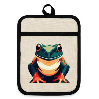 Grenouille Dessin Animé Personnage Animal De Compagnie Coloré - Maniques avec dos en caoutchouc - lin/noir  - Devant
