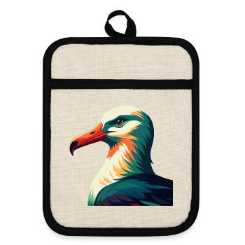 Albatross Personnage De Dessin Animé Animal De Compagnie Coloré - Maniques avec dos en caoutchouc - lin/noir  - Devant