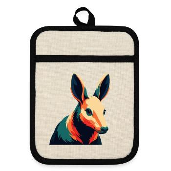 Aardvark Personnage De Dessin Animé Animal De Compagnie Coloré - Maniques avec dos en caoutchouc - lin/noir  - Devant
