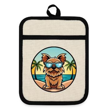 Brüsseler Griffon Hunderasse Cartoon Sonnenbrille Strand - Topflappen mit Gummirückseite - Leinen/Schwarz  - Vorne