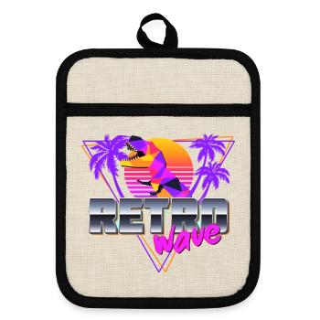 Synthwave Dinosaure - Maniques avec dos en caoutchouc - lin/noir  - Devant