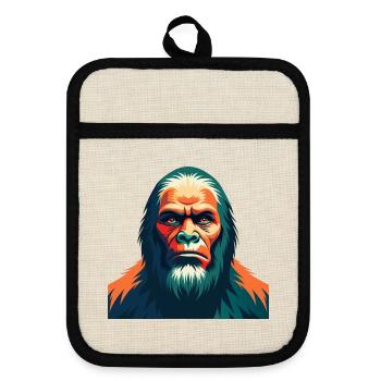 Big Foot Cartoon Figur Buntes Haustier Tier - Topflappen mit Gummirückseite - Leinen/Schwarz  - Vorne