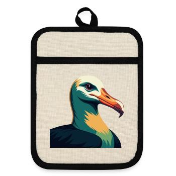 Albatross Personnage De Dessin Animé Animal De Compagnie Coloré - Maniques avec dos en caoutchouc - lin/noir  - Devant