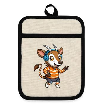 Okapi Funny Cartoon Character Musique de casque - Maniques avec dos en caoutchouc - lin/noir  - Devant
