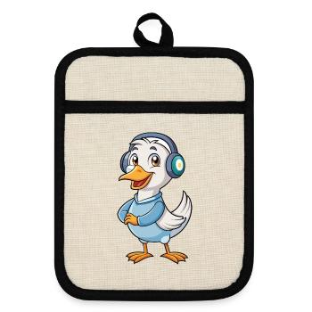 Goose Funny Cartoon Character Casque Musique - Maniques avec dos en caoutchouc - lin/noir  - Devant