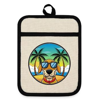 Transsilvanischer Windhund Rasse Cartoon Sonnenbrille - Topflappen mit Gummirückseite - Leinen/Schwarz  - Vorne