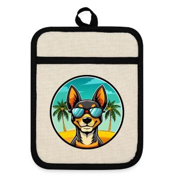 Spielzeug Manchester Terrier Hunderasse Cartoon Strand - Topflappen mit Gummirückseite - Leinen/Schwarz  - Vorne