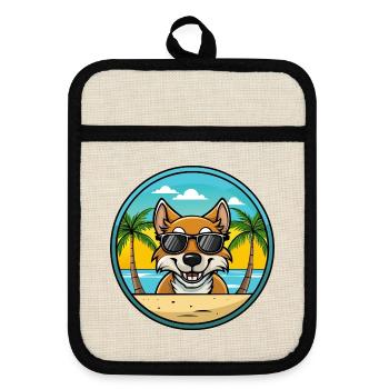 Tiroler Bracke Hunderasse Cartoon Sonnenbrille Strand - Topflappen mit Gummirückseite - Leinen/Schwarz  - Vorne