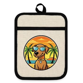 Vizsla Dog Breed Cartoon Sunglasses Beach - Pot holders with rubber back - linen/black  - Front