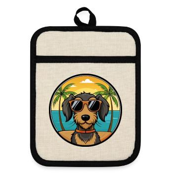 Lunettes de soleil de dessin animé de race de chien teckel à poil dur - Maniques avec dos en caoutchouc - lin/noir  - Devant