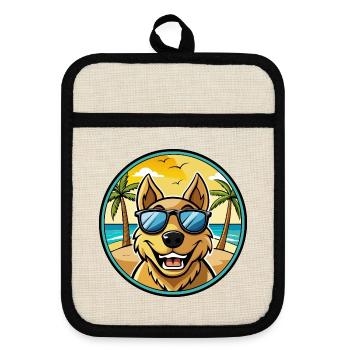 Sapsali Dog Breed Cartoon Sunglasses Beach - Pot holders with rubber back - linen/black  - Front