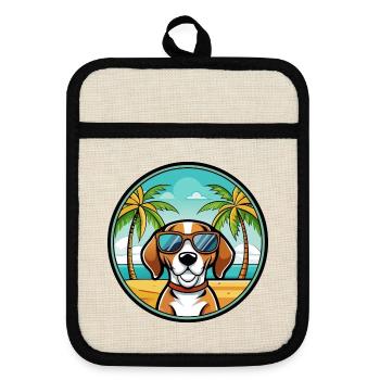 Treeing Walker Coonhound Hunderasse Cartoon Strand - Topflappen mit Gummirückseite - Leinen/Schwarz  - Vorne