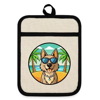 Shepherd Dog Breed Cartoon Sunglasses Beach - Pot holders with rubber back - linen/black  - Front