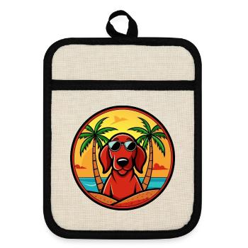 Redbone Coonhound Hunderasse Cartoon Sonnenbrille Strand - Topflappen mit Gummirückseite - Leinen/Schwarz  - Vorne