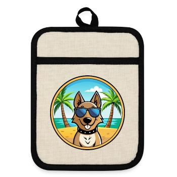 Schweizer Laufhund Hunderasse Cartoon Sonnenbrille Strand - Topflappen mit Gummirückseite - Leinen/Schwarz  - Vorne