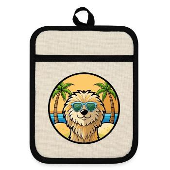 Puli Chien Race Dessin Animé Lunettes De Soleil Plage - Maniques avec dos en caoutchouc - lin/noir  - Devant