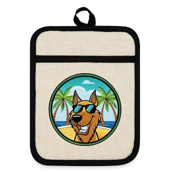 Jugoslawischer Windhund Hunderasse Cartoon Sonnenbrille Strand - Topflappen mit Gummirückseite - Leinen/Schwarz  - Vorne