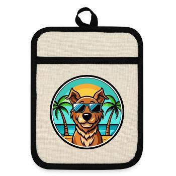 Pudelpointer Chien Race Dessin Animé Lunettes De Soleil Plage - Maniques avec dos en caoutchouc - lin/noir  - Devant