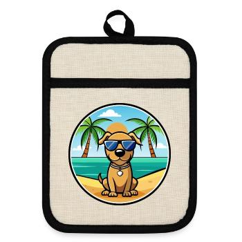 Serbischer Windhund Rasse Cartoon Sonnenbrille Strand - Topflappen mit Gummirückseite - Leinen/Schwarz  - Vorne