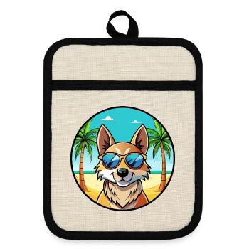 Slovensky Kopov Hunderasse Cartoon Sonnenbrille Strand - Topflappen mit Gummirückseite - Leinen/Schwarz  - Vorne