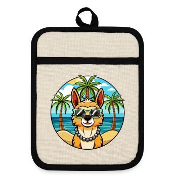 Peruanische Inka Orchidee Hunderasse Cartoon Sonnenbrille - Topflappen mit Gummirückseite - Leinen/Schwarz  - Vorne