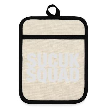 Sucuk Squad T-shirt funny saying - Pot holders with rubber back - linen/black  - Front