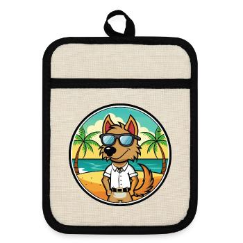 Polnische Jagdhunderasse Cartoon Sonnenbrille Strand - Topflappen mit Gummirückseite - Leinen/Schwarz  - Vorne