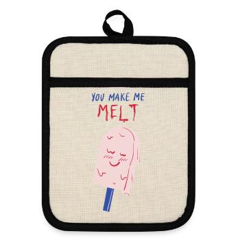 you make me melt icecream - Topflappen mit Gummirückseite - Leinen/Schwarz  - Vorne