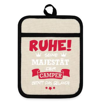 Camper König Campingplatz Campinggelände - Topflappen mit Gummirückseite - Leinen/Schwarz  - Vorne