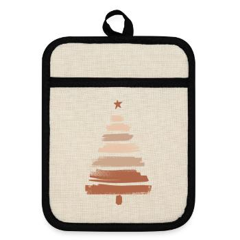 Arbre de Noël - Maniques avec dos en caoutchouc - lin/noir  - Devant