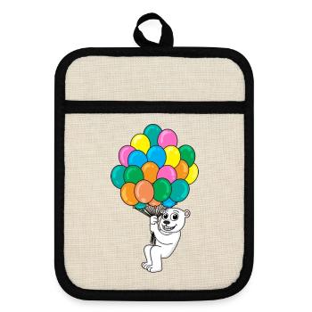 Polar bear balloon - Pot holders with rubber back - linen/black  - Front