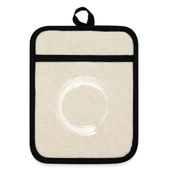 Kreis Design Bürste Symbol weiß - Topflappen mit Gummirückseite - Leinen/Schwarz  - Vorne