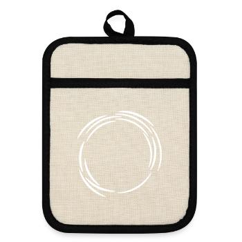 Kreis Design Symbol Weiß Linie Linien - Topflappen mit Gummirückseite - Leinen/Schwarz  - Vorne