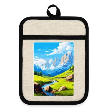 Picos De Europa National Park Spain Travel Poster - Pot holders with rubber back - linen/black  - Front
