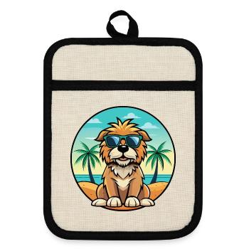 Otterhound Dog Breed Cartoon Sunglasses Beach - Pot holders with rubber back - linen/black  - Front
