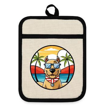 Norwegischer Windhund Rasse Cartoon Sonnenbrille Strand - Topflappen mit Gummirückseite - Leinen/Schwarz  - Vorne