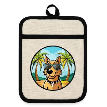 Jamthund Hunderasse Cartoon Sonnenbrille Strand - Topflappen mit Gummirückseite - Leinen/Schwarz  - Vorne