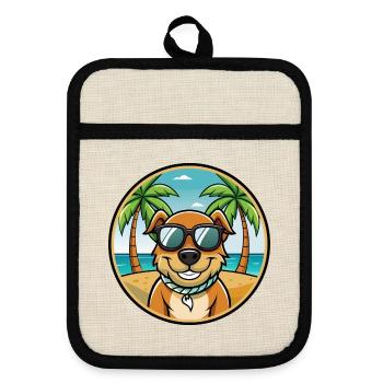 Majestätische Baumhund Hunderasse Cartoon Sonnenbrille - Topflappen mit Gummirückseite - Leinen/Schwarz  - Vorne