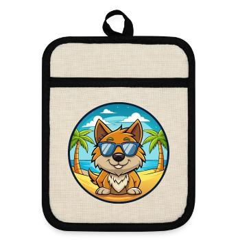 Kanni Dog Breed Cartoon Sunglasses Beach - Pot holders with rubber back - linen/black  - Front