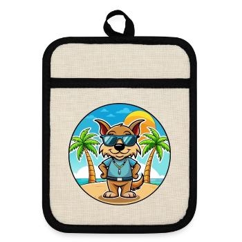 Lapinporokoira Hunderasse Cartoon Sonnenbrille Strand - Topflappen mit Gummirückseite - Leinen/Schwarz  - Vorne