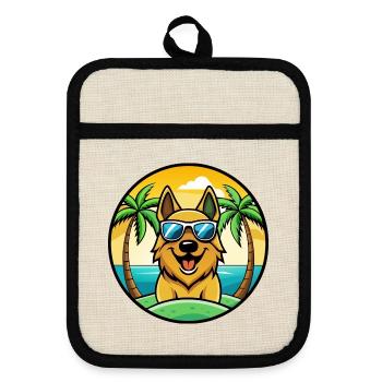 Roi Berger Chien Race Dessin Animé Lunettes De Soleil Plage - Maniques avec dos en caoutchouc - lin/noir  - Devant