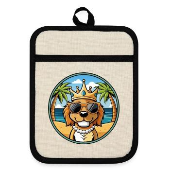 King Charles Dog Breed Cartoon Sunglasses Beach - Pot holders with rubber back - linen/black  - Front