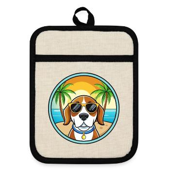 Kerry Beagle Hunderasse Cartoon Sonnenbrille Strand - Topflappen mit Gummirückseite - Leinen/Schwarz  - Vorne
