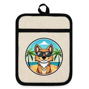 Karakachan Hunderasse Cartoon Sonnenbrille Strand - Topflappen mit Gummirückseite - Leinen/Schwarz  - Vorne