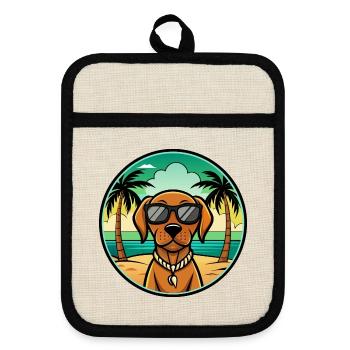 Ungarische Vizsla Hunderasse Cartoon Sonnenbrille Strand - Topflappen mit Gummirückseite - Leinen/Schwarz  - Vorne