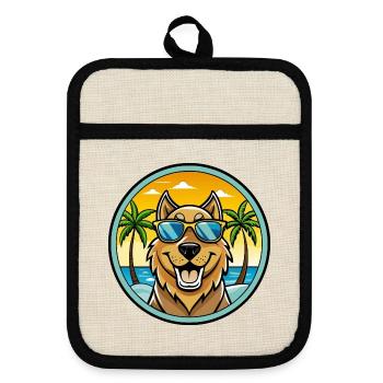 Huntaway Dog Breed Cartoon Sunglasses Beach - Pot holders with rubber back - linen/black  - Front