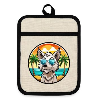 Grand Griffon Vendeen Hunderasse Cartoon Sonnenbrille - Topflappen mit Gummirückseite - Leinen/Schwarz  - Vorne